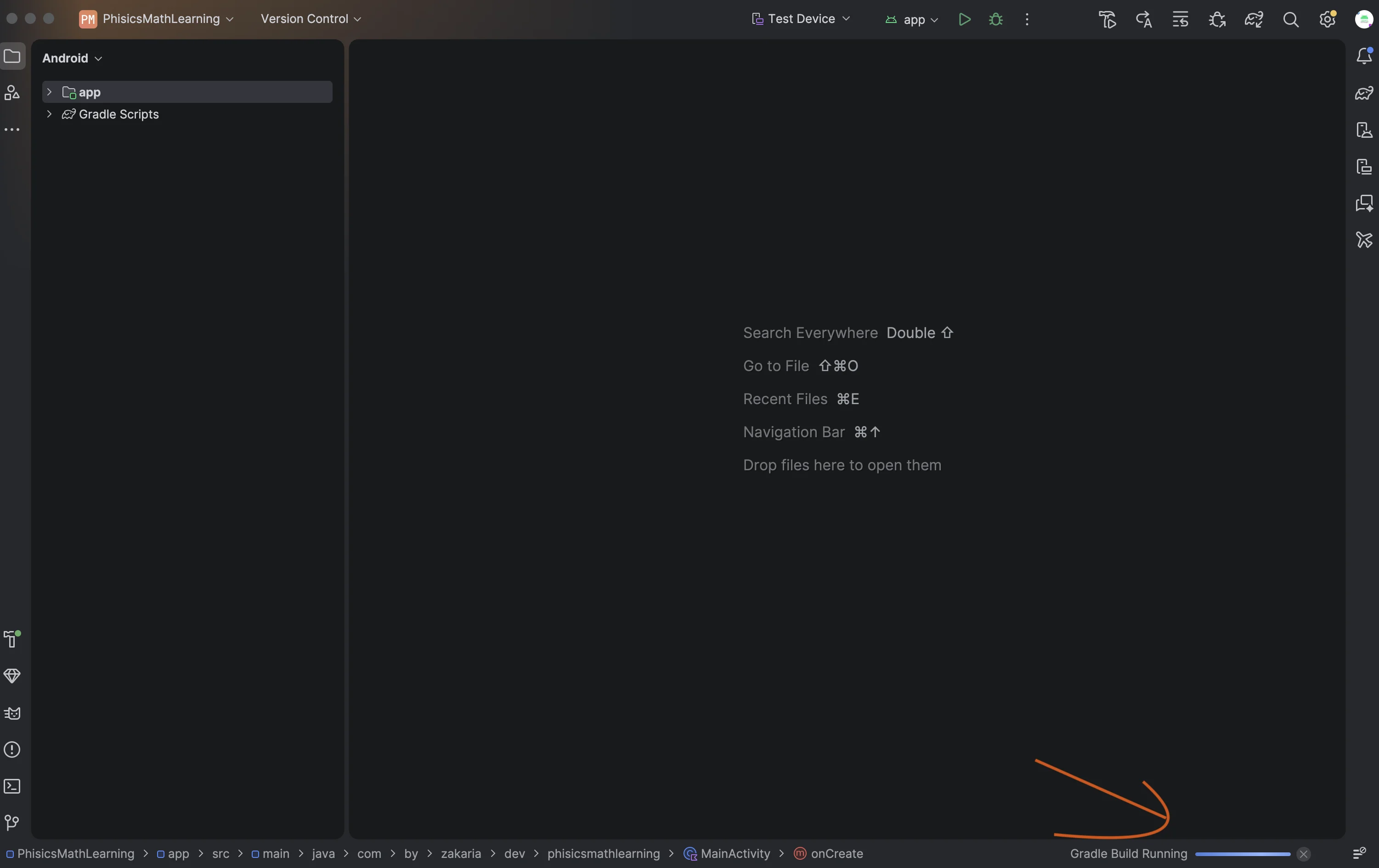 Gradle build running while Android Studio generates the signed AAB file